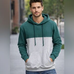 H&M Dark Green Gray Hoodie Men’s Medium Minimal Streetwear Cozy Essential